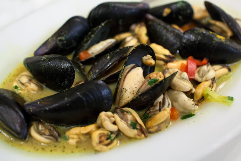 Appetizing dish with mussels